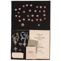 Two Display Cases of Nazi Style Ribbons and Pins