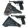 Image 1 : Two P-38 Semi-Automatic Pistols with Holsters -A) Mauser "byf/44" Code P-38 Pistol