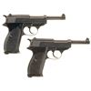 Image 2 : Two P-38 Semi-Automatic Pistols with Holsters -A) Mauser "byf/44" Code P-38 Pistol