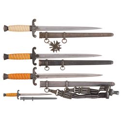 Three Nazi Style Heer Daggers with Sheaths