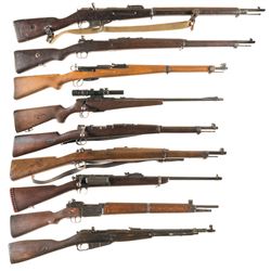 Nine Military Bolt Action Long Guns -A) New England Westinghouse Model 1891 Nagant Rifle