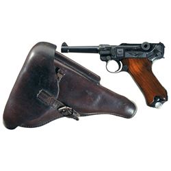 Engraved Luger Semi-Automatic Pistol with Holster