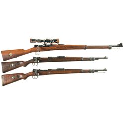 Three Bolt Action Military Rifles -A) Swedish Carl Gustaf Model 1896 Mauser Sniper Rifle with Ajack 