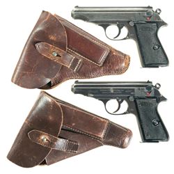 Collector's Lot of Two German Military Walther Semi-Automatic Pistols with Holsters -A) Walther Mode