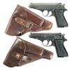 Image 1 : Collector's Lot of Two German Military Walther Semi-Automatic Pistols with Holsters -A) Walther Mode