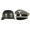 Image 1 : SS Style Helmet and Waffen SS Officer's Style Visor Cap