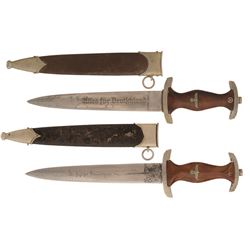 Two Nazi Party Style Daggers with Defaced Ernst Rohm Honor Inscriptions