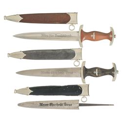 Three Nazi Party Style Daggers with Sheaths