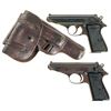 Image 1 : Two Walther PP Semi-Automatic Pistols -A) Walther PP Pistol with Holster