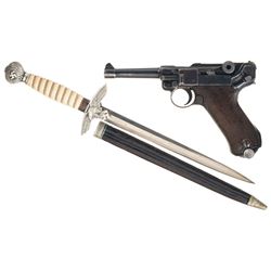 P.08 Luger Semi-Automatic Pistol with Luftwaffe-Style Dagger