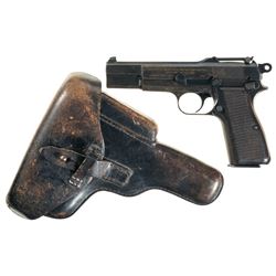 Fabrique Nationale High Power Semi-Automatic Pistol with Nazi Markings and Holster
