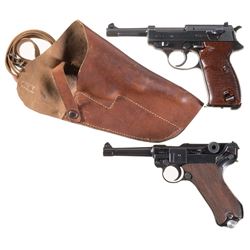 Two Semi-Automatic German Military Pistols -A) Spreewerke "cyq" Code P-38 Pistol with Holster