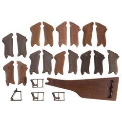 Assorted Luger Grips, Board Stock and Attaching Irons