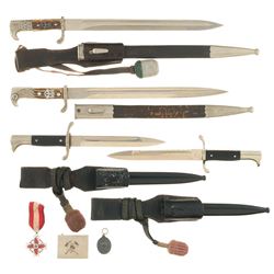 Grouping of Four German Police/Fire Edged Weapons, with Additional German Fire Uniform Items