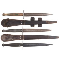 Three Fairbairn-Sykes Style Commando Knives