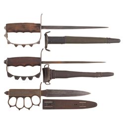 Three U.S. Military Trench Knives with Sheaths