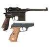 Image 2 : Two Semi-Automatic Pistols -A) Mauser Broomhandle Pistol with "Red Nine" Grips and Stock
