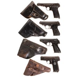 Four European Semi-Automatic Pistols with Nazi Markings and Holsters -A) MAB Model D Pistol