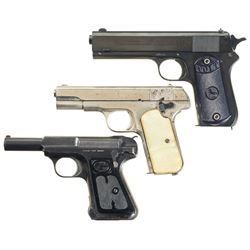 Three Semi-Automatic Pocket Pistols -A) Colt Model 1903 Pocket Hammer Pistol