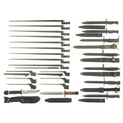 Assortment of Fourteen Bayonets and a Knife
