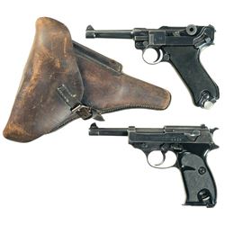 Two Nazi German Semi-Automatic Pistols -A) Mauser "42" Code "1940" Date Luger Pistol