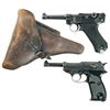 Image 1 : Two Nazi German Semi-Automatic Pistols -A) Mauser "42" Code "1940" Date Luger Pistol