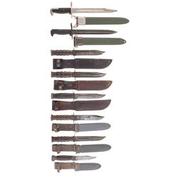 Six American Military Knives and Two Bayonets