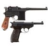 Image 2 : Two German Semi-Automatic Pistols -A) Mauser Broomhandle Pistol with "Red Nine" Grips