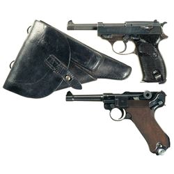 Two Nazi German Military Semi-Automatic Pistols -A) Walther "ac/43" Code P-38 Pistol with Holster