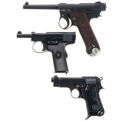 Three Semi-Automatic Pistols -A) Early Production Japanese Type 14 Nambu Pistol