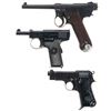 Image 1 : Three Semi-Automatic Pistols -A) Early Production Japanese Type 14 Nambu Pistol