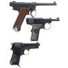 Image 2 : Three Semi-Automatic Pistols -A) Early Production Japanese Type 14 Nambu Pistol