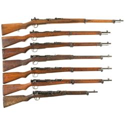 Seven Bolt Action Japanese Military Longarms and One Sword -A) Type 38 Rifle with Sword