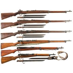 Six Japanese Bolt Action Military Rifles -A) Type 38 Rifle with Bayonet