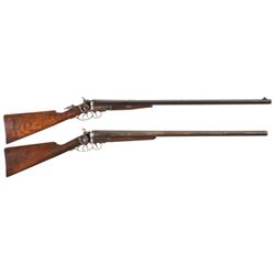 Two Stevens Double Barrel Hammer Longarms -A) Stevens "Three Trigger" Combination Rifle/Shotgun