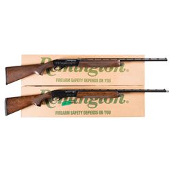 Two Remington Model 1100 Semi-Automatic Shotguns with Boxes -A) Engraved Remington Model 1100 410 Ga