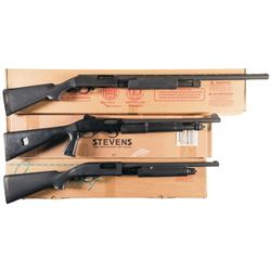 Three Slide Action Shotguns with Boxes -A) New England Firearms/Hawk  Industries Pardner Pump Shotgu