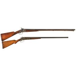 Two Double Barrel Shotguns -A) Engraved J.N. Scotts 10 Gauge Percussion Shotgun