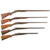Image 1 : Five Double Barrel Shotguns -A) Unmarked Belgian Hammer Shotgun