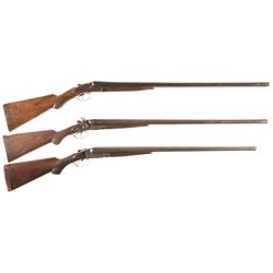 Three Double Barrel Shotguns -A) A.J. Aubrey Hammerless Shotgun