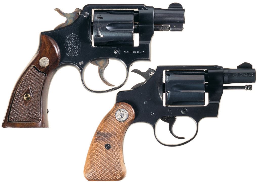 Two Snub Nose Double Action Revolvers -A) Smith & Wesson .38 M&P Revolver