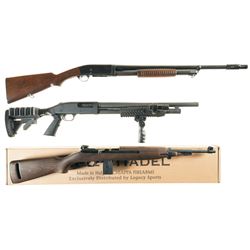 Two Slide Action Shotguns and a Semi-Automatic Carbine -A) Remington Model 10-A Riot Shotgun with "U