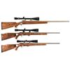 Image 1 : Three Savage Bolt Action Rifles with Scopes -A) Savage Model 12 BVSS Single Shot Rifle