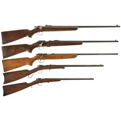 Five Sporting Bolt Action Rifles -A) Winchester Model 68 Single Shot Rifle