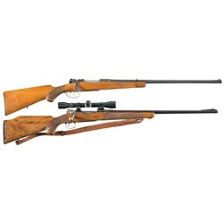 Two Belgian Bolt Action Rifles -A) Engraved and Val Hafner Marked Rifle