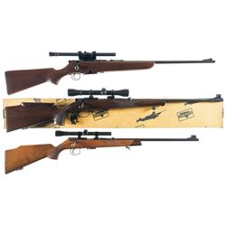 Three Savage Bolt Action Rifles with Scopes -A) Savage Model 340B Rifle