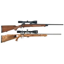 Two Savage Bolt Action Sporting Rifles with Scopes -A) Savage Model 14 Rifle