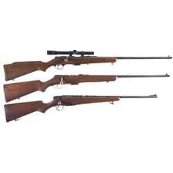 Three Savage Bolt Action Rifles -A) Savage Model 4M Deluxe Rifle with Scope