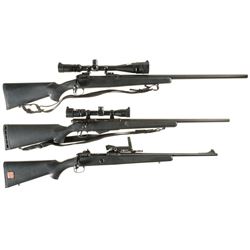 Three Savage Arms Corp. Bolt Action Rifles -A) Savage Model 10 Rifle with Scope