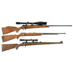 Three Bolt Action Rifles -A) Weatherby Mark V Rifle with Scope